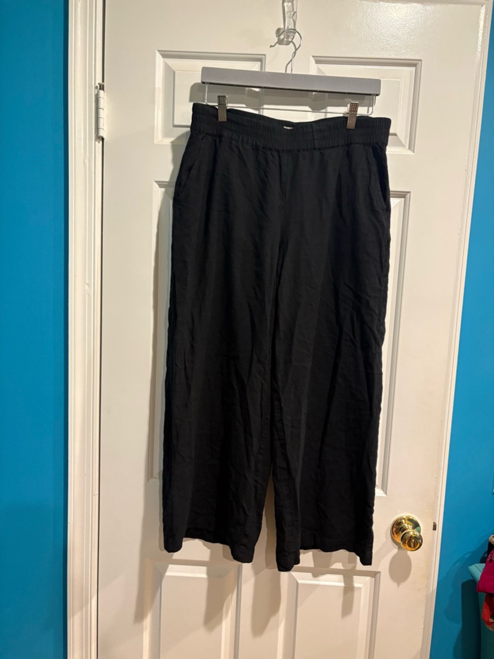 Marine Layer wide leg pull on pants black sz LP